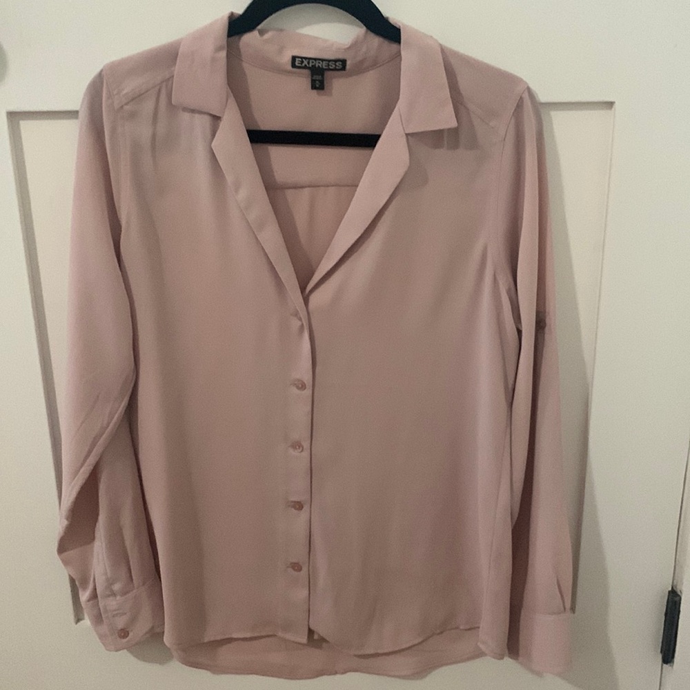 Express Button Up Long Sleeve Blouse